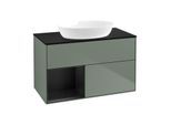 Villeroy und Boch Finion Waschtischunterschrank FA12PDGM 100cm, Abdeckplatte black matt, Regale Black matt lacquer, Olive Matt Lacquer