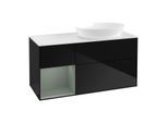 Villeroy und Boch Finion Waschtischunterschrank GA41GMPH 120cm, Abdeckplatte white matt, Emotion, Regale Olive matt lacquer, Glossy Black Lacquer