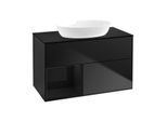 Villeroy und Boch Finion Waschtischunterschrank FA12PHPD 100cm, Abdeckplatte black matt, Regale Glossy black lacquer, Black matt lacquer