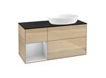 Villeroy und Boch Finion Waschtischunterschrank GA42GJPC 120cm, Abdeckplatte black matt, Emotion, Regale Light grey matt lacquer, Oak Veneer