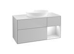 Villeroy und Boch Finion Waschtischunterschrank FA71MTGJ 120cm, Abdeckplatte white matt, Regale White matt lacquer, Light grey matt