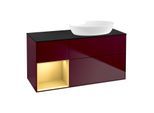 Villeroy und Boch Finion Waschtischunterschrank GA42HFHB 120cm, Abdeckplatte black matt, Emotion, Regale Gold matt lacquer, Peony Matt