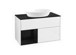 Villeroy und Boch Finion Waschtischunterschrank FA12PHGF 100cm, Abdeckplatte black matt, Regale Glossy black lacquer, Glossy white lacquer