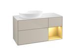 Villeroy und Boch Finion Waschtischunterschrank FA51HFHH 120cm, Abdeckplatte white matt, Regale Gold matt lacquer, Sand Matt Lacquer