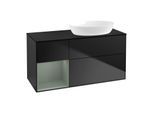 Villeroy und Boch Finion Waschtischunterschrank GA42GMPD 120cm, Abdeckplatte black matt, Emotion, Regale Olive matt lacquer, Black matt lacquer