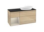 Villeroy und Boch Finion Waschtischunterschrank GA42HHPC 120cm, Abdeckplatte black matt, Emotion, Regale sand matt lacquer, Oak Veneer