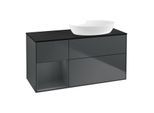 Villeroy und Boch Finion Waschtischunterschrank FA42HGHG 120cm, Abdeckplatte black matt, Regale Midnight matt lacquer, Midnight Blue Matt Lacquer