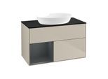 Villeroy und Boch Finion Waschtischunterschrank FA12HGHH 100cm, Abdeckplatte black matt, Regale Midnight matt lacquer, Sand Matt Lacquer