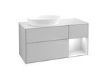 Villeroy und Boch Finion Waschtischunterschrank GA51MTGJ 120cm, Abdeckplatte white matt, Emotion, Regale White matt lacquer, Light grey matt