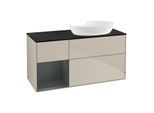 Villeroy und Boch Finion Waschtischunterschrank GA42HGHH 120cm, Abdeckplatte black matt, Emotion, Regale Midnight matt lacquer, Sand Matt Lacquer