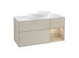 Villeroy und Boch Finion Waschtischunterschrank GA71PCHH 120cm, Abdeckplatte white matt, Emotion, Regale Oak Veneer, Sand Matt Lacquer