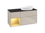 Villeroy und Boch Finion Waschtischunterschrank FA42HFHH 120cm, Abdeckplatte black matt, Regale Gold matt lacquer, Sand Matt Lacquer