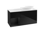 Villeroy und Boch Finion Waschtischunterschrank FA41PDPH 120cm, Abdeckplatte white matt, Regale Black matt lacquer, Glossy Black Lacquer