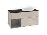 Villeroy und Boch Finion Waschtischunterschrank GA42GKHH 120cm, Abdeckplatte black matt, Emotion, Regale Anthracite matt lacquer, Sand Matt Lacquer
