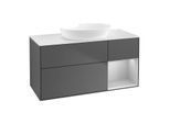Villeroy und Boch Finion Waschtischunterschrank GA71GJGK 120cm, Abdeckplatte white matt, Emotion, Regale Light grey matt lacquer, Anthracite matt