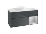 Villeroy und Boch Finion Waschtischunterschrank FA51GJHG 120cm, Abdeckplatte white matt, Regale Light grey matt lacquer, Midnight Blue Matt Lacquer