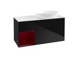 Villeroy und Boch Finion Waschtischunterschrank GA41HBPH 120cm, Abdeckplatte white matt, Emotion, Regale Peony matt lacquer, Glossy Black Lacquer