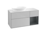 Villeroy und Boch Finion Waschtischunterschrank FA51HGGJ 120cm, Abdeckplatte white matt, Regale Midnight matt lacquer, Light grey matt