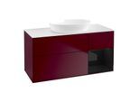 Villeroy und Boch Finion Waschtischunterschrank GA71PHHB 120cm, Abdeckplatte white matt, Emotion, Regale Glossy black lacquer, Peony Matt