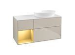 Villeroy und Boch Finion Waschtischunterschrank GA41HFHH 120cm, Abdeckplatte white matt, Emotion, Regale Gold matt lacquer, Sand Matt Lacquer