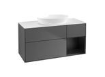 Villeroy und Boch Finion Waschtischunterschrank GA71PDGK 120cm, Abdeckplatte white matt, Emotion, Regale Black matt lacquer, Anthracite matt