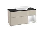 Villeroy und Boch Finion Waschtischunterschrank GA72MTHH 120cm, Abdeckplatte black matt, Emotion, Regale White matt lacquer, Sand Matt Lacquer
