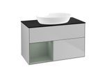 Villeroy und Boch Finion Waschtischunterschrank FA12GMGJ 100cm, Abdeckplatte black matt, Regale Olive matt lacquer, Light grey matt