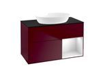 Villeroy und Boch Finion Waschtischunterschrank FA22MTHB 100cm, Abdeckplatte black matt, Regale White matt lacquer, Peony Matt