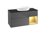 Villeroy und Boch Finion Waschtischunterschrank GA72HFGK 120cm, Abdeckplatte black matt, Emotion, Regale Gold matt lacquer, Anthracite matt