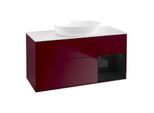 Villeroy und Boch Finion Waschtischunterschrank FA71PHHB 120cm, Abdeckplatte white matt, Regale Glossy black lacquer, Peony Matt