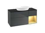 Villeroy und Boch Finion Waschtischunterschrank FA72HFHG 120cm, Abdeckplatte black matt, Regale Gold matt lacquer, Midnight Blue Matt Lacquer