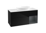 Villeroy und Boch Finion Waschtischunterschrank GA71HGPH 120cm, Abdeckplatte white matt, Emotion, Regale Midnight matt lacquer, Glossy Black Lacquer