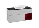 Villeroy und Boch Finion Waschtischunterschrank FA72HBGJ 120cm, Abdeckplatte black matt, Regale Peony matt lacquer, Light grey matt