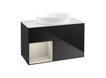 Villeroy und Boch Finion Waschtischunterschrank FA11HHPD 100cm, Abdeckplatte white matt, Regale sand matt lacquer, Black matt lacquer