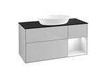 Villeroy und Boch Finion Waschtischunterschrank FA72MTGJ 120cm, Abdeckplatte black matt, Regale White matt lacquer, Light grey matt