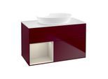 Villeroy und Boch Finion Waschtischunterschrank FA11HHHB 100cm, Abdeckplatte white matt, Regale sand matt lacquer, Peony Matt
