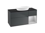 Villeroy und Boch Finion Waschtischunterschrank GA72GJHG 120cm, Abdeckplatte black matt, Emotion, Regale Light grey matt lacquer, Midnight Blue Matt Lacquer