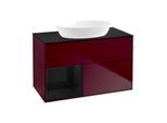 Villeroy und Boch Finion Waschtischunterschrank FA12PHHB 100cm, Abdeckplatte black matt, Regale Glossy black lacquer, Peony Matt