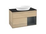 Villeroy und Boch Finion Waschtischunterschrank FA22HGPC 100cm, Abdeckplatte black matt, Regale Midnight matt lacquer, Oak Veneer