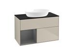 Villeroy und Boch Finion Waschtischunterschrank FA12GKHH 100cm, Abdeckplatte black matt, Regale Anthracite matt lacquer, Sand Matt Lacquer