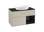 Villeroy und Boch Finion Waschtischunterschrank FA22PHHH 100cm, Abdeckplatte black matt, Regale Glossy black lacquer, Sand Matt Lacquer