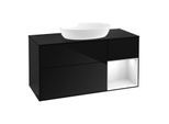Villeroy und Boch Finion Waschtischunterschrank FA72GFPH 120cm, Abdeckplatte black matt, Regale Glossy white lacquer, Glossy Black Lacquer