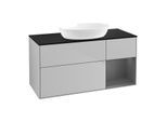 Villeroy und Boch Finion Waschtischunterschrank GA72GKGJ 120cm, Abdeckplatte black matt, Emotion, Regale Anthracite matt lacquer, Light grey matt