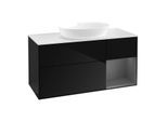 Villeroy und Boch Finion Waschtischunterschrank FA71GKPH 120cm, Abdeckplatte white matt, Regale Anthracite matt lacquer, Glossy Black Lacquer