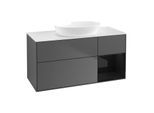Villeroy und Boch Finion Waschtischunterschrank GA71PHGK 120cm, Abdeckplatte white matt, Emotion, Regale Glossy black lacquer, Anthracite matt
