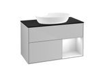 Villeroy und Boch Finion Waschtischunterschrank FA22MTGJ 100cm, Abdeckplatte black matt, Regale White matt lacquer, Light grey matt