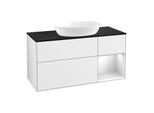 Villeroy und Boch Finion Waschtischunterschrank FA72MTGF 120cm, Abdeckplatte black matt, Regale White matt lacquer, Glossy white lacquer