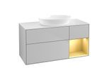 Villeroy und Boch Finion Waschtischunterschrank GA71HFGJ 120cm, Abdeckplatte white matt, Emotion, Regale Gold matt lacquer, Light grey matt