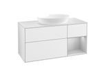 Villeroy und Boch Finion Waschtischunterschrank FA71GJGF 120cm, Abdeckplatte white matt, Regale Light grey matt lacquer, Glossy white lacquer