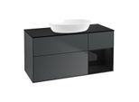 Villeroy und Boch Finion Waschtischunterschrank FA72PHHG 120cm, Abdeckplatte black matt, Regale Glossy black lacquer, Midnight Blue Matt Lacquer